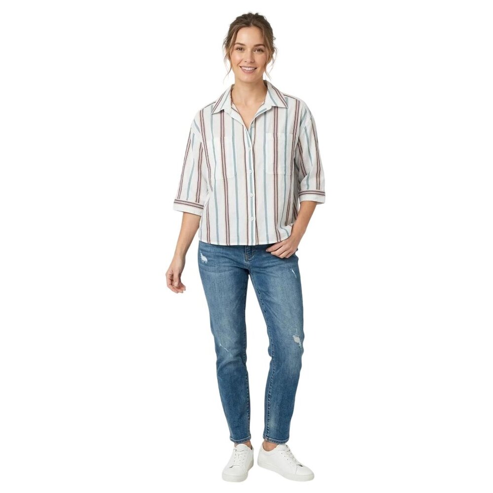 KUT From‎ The Kloth Women's Striped 3/4 Sleeve Button-Up Shirt Size Small, NWT